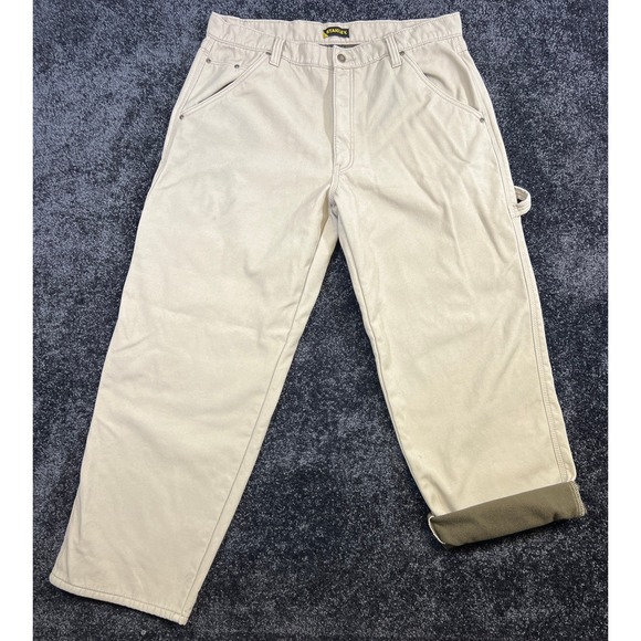 Stanley Mens Fleece Lined Work Pants Carpenter Beige Size 40x32 - Picture 1 of 10